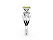 Solitaire Engagement Ring Setting for Fancy Yellow Emerald Cut Center with Criss-Cross Accent Band and Prong Head in Platinum