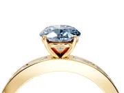Solitaire Engagement Ring Setting for Fancy Blue Oval Center with Channel Baguette Band and Prong Head in Yellow Gold