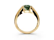 Tension Engagement Ring Setting for Fancy Green Radiant Cut Center with Wide Tapered Band and Tension Head in Yellow Gold