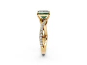 Crossover Engagement Ring Setting for Fancy Green Princess Cut Center with Pave and Plain Strands and Prong Head in Yellow Gold