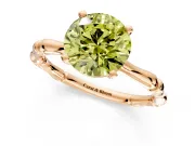 Solitaire Engagement Ring Setting for Fancy Yellow Round Cut Center with Bamboo Band and Prong Head in Rose Gold