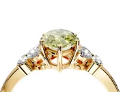 Solitaire Engagement Ring Setting for Fancy Yellow Marquise Center with Marquise Flower Shoulders and Prong Head in Yellow Gold