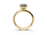 Solitaire Engagement Ring Setting for Fancy Green Princess Cut Center with Scrollwork Band and Prong Head in Yellow Gold
