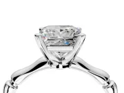 Solitaire Engagement Ring Setting for Princess Cut Center with Bamboo Band and Prong Head in Platinum