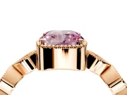 Vintage Station Engagement Ring Setting for Fancy Pink Cushion Cut Center with Accents and Prong Head in Rose Gold