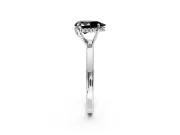 Solitaire Engagement Ring Setting for Fancy Black Pear-Shaped Center with Fine Wire Band and Prong Head in White Gold
