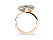 Asscher Cut and Emerald Cut Lab-Grown Diamond Toi et Moi Engagement Ring with Prong-Set Stones in Rose Gold