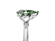 Solitaire Engagement Ring Setting for Fancy Green Pear-Shaped Center with Straight Thin Band and Prong Head in Platinum