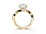 Crossover Engagement Ring Setting for Asscher Cut Center with Pave and Plain Strands and Prong Head in Yellow Gold