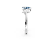 Solitaire Engagement Ring Setting for Fancy Blue Pear-Shaped Center with Plain Bypass Twist Band and Prong Head in White Gold