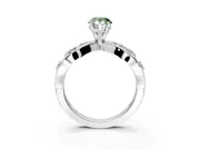 Solitaire Engagement Ring Setting for Fancy Green Pear-Shaped Center with Criss-Cross Accent Band and Prong Head in White Gold