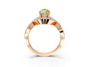 Halo Engagement Ring Setting for Fancy Yellow Pear-Shaped Center with Pave Infinity Twist Band and Prong Head in Rose Gold