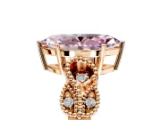 Leaf Engagement Ring Setting for Fancy Pink Marquise Center with Milgrain Accent Band and Prong Head in Rose Gold