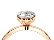 Solitaire Engagement Ring Setting for Oval Center with Thin Rounded Plain Band and Prong Head in Rose Gold