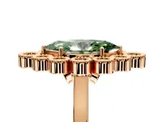 Cluster Halo Engagement Ring Setting for Fancy Green Marquise Center with Milgrain Bezel Accents and Prong Head in Rose Gold