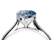 Solitaire Engagement Ring Setting for Fancy Blue Heart-Shaped Center with Narrow Cathedral Band and Prong Head in White Gold