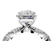 Solitaire Engagement Ring Setting for Radiant Cut Center with Marquise Panel Band and Prong Head in Platinum