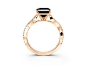 Solitaire Engagement Ring Setting for Fancy Black Asscher Cut Center with Twisted Pave Split Shank and Prong Head in Rose Gold