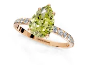 Solitaire Engagement Ring Setting for Fancy Yellow Pear-Shaped Center with Pave Accents and Prong Head in Rose Gold