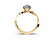 Solitaire Engagement Ring Setting for Fancy Blue Pear-Shaped Center with Pave and Plain Crossover Band and Prong Head in Yellow Gold