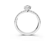 Solitaire Engagement Ring Setting for Pear-Shaped Center with Large Accents and Prong Head in Platinum
