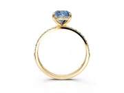 Solitaire Engagement Ring Setting for Fancy Blue Cushion Cut Center with Pave Accents and Prong Head in Yellow Gold