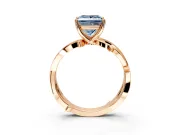 Solitaire Engagement Ring Setting for Fancy Blue Princess Cut Center with Pave and Plain Crossover Band and Prong Head in Rose Gold