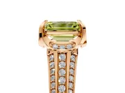 Solitaire Engagement Ring Setting for Fancy Yellow Emerald Cut Center with Accented Split Shank and Prong Head in Rose Gold