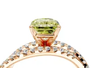 Solitaire Engagement Ring Setting for Fancy Yellow Radiant Cut Center with Woven 3-Strand Pave Band and Prong Head in Rose Gold
