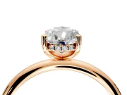 Hidden Halo Engagement Ring Setting for Pear-Shaped Center with Thin Round-Wire Band and Prong Head in Rose Gold