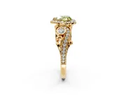 Milgrain Halo Engagement Ring Setting for Fancy Yellow Heart-Shaped Center with Shoulder Bezels and Prong Head in Yellow Gold