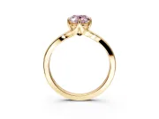 Solitaire Engagement Ring Setting for Fancy Pink Oval Center with Plain Split Shank and Prong Head in Yellow Gold