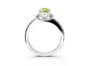 Paired Accent Engagement Ring Setting for Fancy Yellow Pear-Shaped Center with Pave Band and Prong Head in Platinum