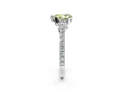 Solitaire Engagement Ring Setting for Fancy Yellow Pear-Shaped Center with Widening Pave Band and Claw Prong Head in Sterling Silver