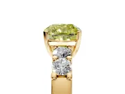 5 Stone Engagement Ring Setting for Fancy Yellow Cushion Cut Center with Plain Band and Prong Head in Yellow Gold