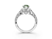 Solitaire Engagement Ring Setting for Fancy Green Marquise Center with Filigree Accent Basket and Prong Head in Platinum