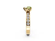 Solitaire Engagement Ring Setting for Fancy Yellow Heart-Shaped Center with Channel-Set Accents and Prong Head in Yellow Gold
