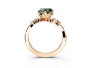 Solitaire Engagement Ring Setting for Fancy Green Heart-Shaped Center with Marquise Accent Twist Band and Prong Head in Rose Gold