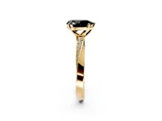 Side Accent Engagement Ring Setting for Fancy Black Pear-Shaped Center with Accent Shoulders and Prong Head in Yellow Gold
