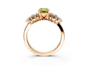 Cluster Engagement Ring Setting for Fancy Yellow Emerald Cut Center with 2-Row Shoulder Clusters and Prong Head in Rose Gold