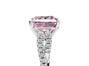 Solitaire Engagement Ring Setting for Fancy Pink Princess Cut Center with Twisted Pave Split Shank and Prong Head in Platinum