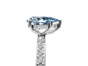 Solitaire Engagement Ring Setting for Fancy Blue Pear-Shaped Center with Fine Pave Band and Prong Head in Sterling Silver