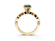 Solitaire Engagement Ring Setting for Fancy Green Radiant Cut Center with Milgrain Bezel Accents and Prong Head in Yellow Gold