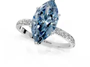 Solitaire Engagement Ring Setting for Fancy Blue Marquise Center with Fine Pave Accents and Prong Head in Platinum