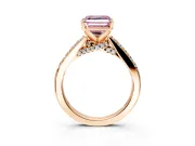 Solitaire Engagement Ring Setting for Fancy Pink Asscher Cut Center with Crossover Accents and Prong Head in Rose Gold