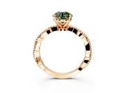 Solitaire Engagement Ring Setting for Fancy Green Round Cut Center with Twist Band and Bead Prong Head in Rose Gold