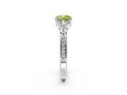 Cluster Engagement Ring Setting for Fancy Yellow Cushion Cut Center with Bezel Accent Clusters and Prong Head in Platinum