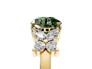 Floral Engagement Ring Setting for Fancy Green Round Cut Center with Marquise Cluster Shoulders and Prong Head in Yellow Gold