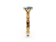 Solitaire Engagement Ring Setting for Fancy Blue Oval Center with Scrollwork Band and Prong Head in Yellow Gold