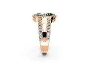 Halo Engagement Ring Setting for Fancy Green Marquise Center with Wide-Open Pave Split Shank and Prong Head in Rose Gold